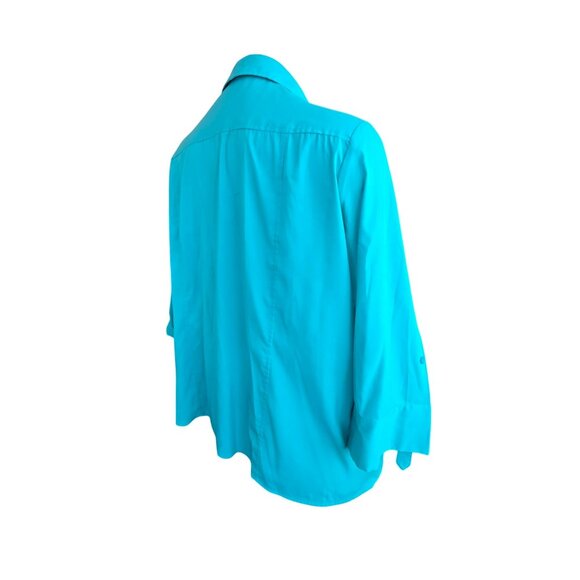 Maggie Barnes Womens Teal Blue Button-Up Shirt 3/4 Sleeves Size 36 26/28 JJ403 - Picture 4 of 9